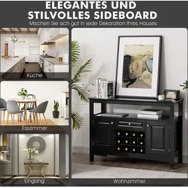 Costway Sideboard 116 x 82 x 40 cm Schwarz