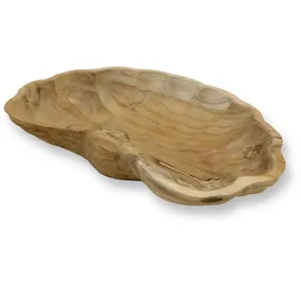 Gartenwelt Riegelsberger Schale Teak Holzschale Teakschale Lyon Abmessungen ca. 40x29 cm Massiv Teakholz Natur Unikat Deko Rustikal