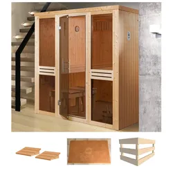 Sauna WEKA "Kaarina 2", beige (natur), ohne Ofen, (ohne Ofen), Saunen, ohne Ofen
