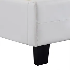 CARO-Möbel Polsterbett KINGSTON Bettgestell 140 x 200 cm Doppelbett Designbett mit Strasssteinen inklusive Lattenrost Lederimitat in weiß - 2 Jahre Gewährleistung - mind. 14 Tage Rückgaberecht - Weiß