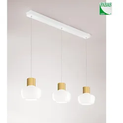 Fabas Luce LED Pendelleuchte KINO, Balken, 3-flammig, 36W, 3000K, 3900lm, IP20, dimmbar, weiß FAB-3767-48-102
