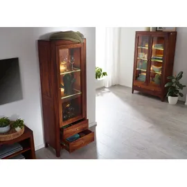 MASSIVMOEBEL24.DE Vitrine Sheesham 60x40x178 walnuss geölt Brooklyn #26