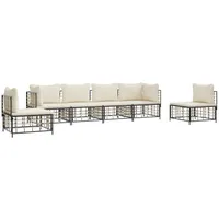 vidaXL 6-tlg. Garten-Lounge-Set mit Kissen Anthrazit Poly Rattan