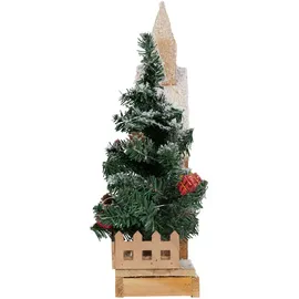 ECD Germany Dekorative Holz-weihnachtshaus Led-beleuchtung, 27x11x44 cm,