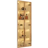Eckvitrine Mit 2 Türen Und Led, Sicherheitsglas Und Aluminiumrahmen, Weiß, 62×35×160 Cm