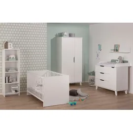 Home Affaire Kleiderschrank HOME AFFAIRE "MICHA, Kinderschrank, Füße aus Massivholz", weiß (kreideweiß), B:94,7cm H:198cm T:52,4cm, Schränke, Kleiderschrank, viel Stauraum durch extra viele Einlegeböden