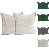 Mojawo 2er Chenille Kissenbezug 45x45cm-M702739-Creme-var