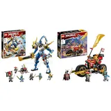 LEGO 71785 NINJAGO Jays Titan-Mech, Ninja-Spielset mit Jay, NYA und grüner Skelett-Krieger Minifiguren, ab 9 Jahren & 71783 NINJAGO Kais Mech-Bike EVO, ab 7 Jahren