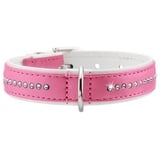 Hunter Modern Art Luxus Hundehalsband, Kunstleder, Strasssteinchen, 37 pink/weiß