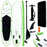 vidaXL Stand Up Paddle Board Set Aufblasbar SUP Surfbrett Surfboard Paddelboard Paddling ISUP Wellenreiter mit Tragetasche Grün Weiß