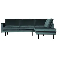 L Sofa in Petrol Samt Retrostil