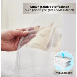 ALAVYA HOME 4 tlg. Deko-Set Polyester 150x340cm | mit Lichterkette I Weiß