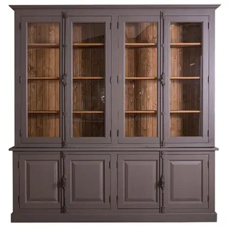 Massivholzmoebel-Becker Bücherwand Großer Wohnzimmer Schrank aus Massivholz - Vintage Geschirrschrank