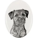 Border Terrier - Gedenktafel mit einem Foto eines Hundes, Grabplatte mit Druck, personalisierte ovale Platte der Marke Art-Dog