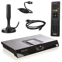 Xoro HRT 8720 KIT DVB-T2 Receiver (HDTV, 6 Monate freenet TV, PVR, aktive Zimmerantenne, 1,2m HDMI-Kabel) schwarz