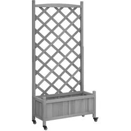 vidaXL Pflanzkübel mit Rankgitter und Rollen 60 x 30 cm Grau