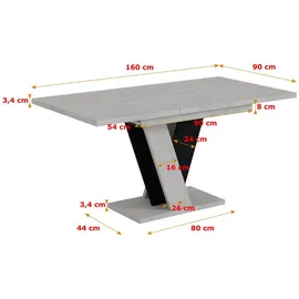 altdecor Esstisch Schwarz, Holzwerkstoff, Rechteckig,Rechteckig, Bodenplatte, 90x75x120 cm, Esszimmer, Tische, Esstische
