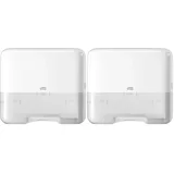 Tork Mini Spender für Zickzack und Lagenfalz Papierhandtücher 553100, Elevation Design - Kompakter H3 Handtuchspender für Falthandtücher zur Einzelblattentnahme, weiß (Packung mit 2)