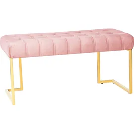 Kayoom Sitzbank KAYOOM "Rarity 225, Edler Touch durch goldenes Gestell", rosa (altrosa), B:100cm H:48cm T:47cm, Bezug: 100% Polyester (Samt) Gestell: Edelstahl, Sitzbänke, Sitzbank, eckig, samtweich, gesteppt, mit Zierknöpfen, Edelstahlgestell