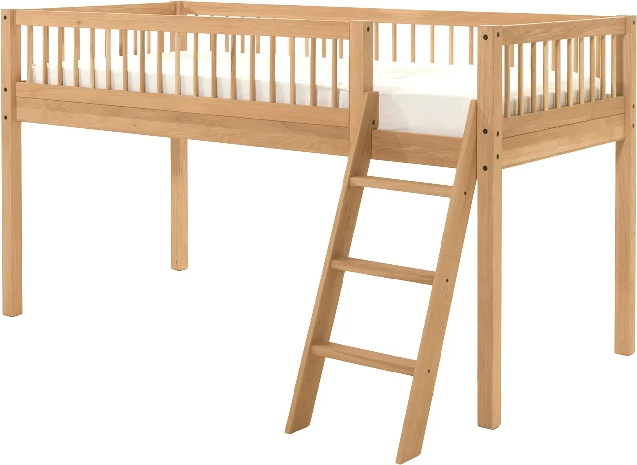 Spielbett HOME AFFAIRE, braun (eiche natur geölt, eiche natur geölt, eiche natur geölt), B:135,5cm H:114cm L:207,5cm, Betten, aus massiver Eiche geölt, LF 90x2000cm, RR, Leiter u. Absturzschutz