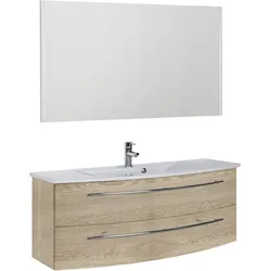 Badmöbel-Set MARLIN "3040", braun (eiche struktur, eiche struktur), B:120cm, Kastenmöbel-Sets, Breite 120 cm