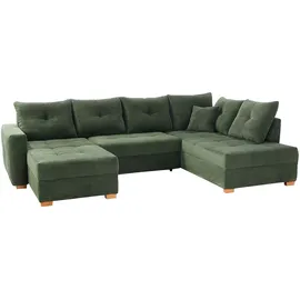 Jockenhöfer Wohnlandschaft JOCKENHÖFER GRUPPE "Abby U-Form, B: 313 cm", grün, B:313cm T:200cm, Korpus: 100% Polyester;Kissen: 100% Polyester, Sofas, Wohnlandschaft, mit Bettfunktion, Bettkasten & Zierkissen, Topseller