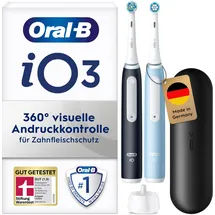 Oral-B iO Series 3 Duo matte Black/Ice blue mit Reiseetui + 2. Handstück