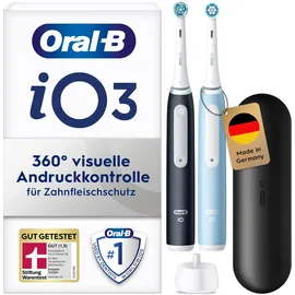 Oral-B iO Series 3 Duo matte Black/Ice blue mit Reiseetui + 2. Handstück