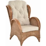 Rattan-Ohrensessel bequem und breit Hochlehnsessel /Fernsehsessel (Hellbraun)