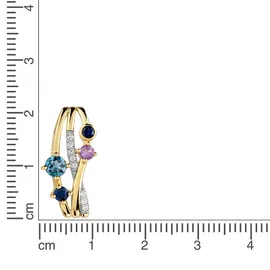 FIRETTI Kettenanhänger Schmuck Geschenk Gold 333 Halsschmuck Anhänger mehrreihige Optik Blau/Lila
