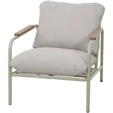 Mendler Aluminium-Gartensessel HWC-O11, Outdoor Stuhl Gartenstuhl, Olefin Stoff/Textil (205 g/m2) hellgrün Polster beige