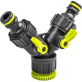 Bradas T-Stück 3/4"-1/2" mit 2 Ventilen schwarz