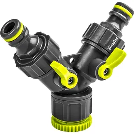 Bradas T-Stück 3/4"-1/2" mit 2 Ventilen schwarz