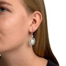 ZEEme Ohrhänger Zeeme Silber 925 rhodiniert mit Mondstein und Zirkoia-Steinen weiß one-size