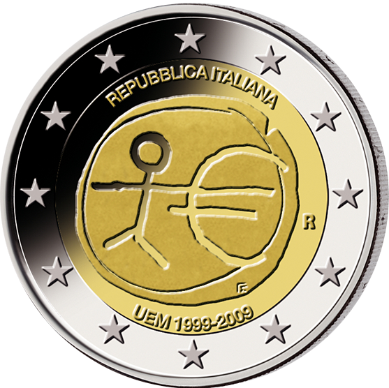 Preisvergleich Produktbild 2 Euro Gedenkmünze " 10 Jahre Währungsunion" 2009 aus Italien