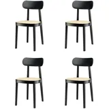 Thonet - 118 Stuhl, Rohrgeflecht mit Kunststoffstützgewebe / Buche schwarz gebeizt (TP 29) (4er-Set)