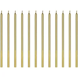 PartyDeco Geburtstagskerzen 14cm glatt 12er Set Kuchenkerzen Geburtstag Kerzen Torte Geburtstagskuchen Tortenkerzen Gold