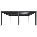 Mendler Pergola HWC-L46, Gartenpavillon Lamellen-Pavillon, 10cm-Aluminium-Gestell, Regenrinne sturmfest, 3x6m ~ anthrazit