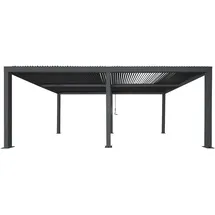 Mendler Pergola HWC-L46, Gartenpavillon Lamellen-Pavillon, 10cm-Aluminium-Gestell, Regenrinne sturmfest, 3x6m ~ anthrazit