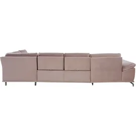 OTTO home Wohnlandschaft OTTO HOME "Costello U-Form, B: 363 cm mit Sitztiefen- & Armteilverstellung", beige (sand), B:363cm H:89cm T:223cm, 100% Polyester;Samtoptik (100% Polyester), Sofas, Wohnlandschaft, optional Bettfunktion & Bettkasten