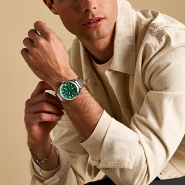 Fossil »EVERETT«, silber (Analoguhr, 42 mm)