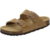 AFS-Schuhe 3100 Bequeme Latschen für Herren Leder, Hausschuhe Arbeitsschuhe, Made in Germany (47 EU, Cognac Velour) - 47 EU