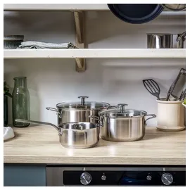 KitchenAid Stainless Steel 5-teiliges Kochgeschirr-Set, 3-lagige Antihaftbeschichtung, induktionsgeeignet, backofenfest, spülmaschinenfest, silber