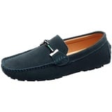 Jamron Herren Elegant Schnalle Halbschuhe Komfort Wildleder Fahrschuhe Stilvoll Mokassin Slippers Hausschuhe Pantoffeln Dunkelgrün SN19020 EU47 - 47 EU Schmal