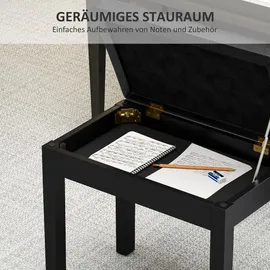 Homcom Klavierbank Klavierhocker mit Stauraum, Holzbeine, Kunstleder, Schwarz
