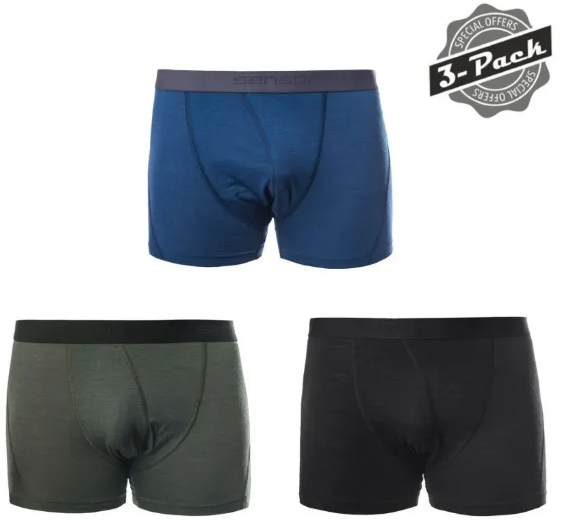Herrenshorts Sensor Merino Air 3 Pack Größe: XL /  schwarz/blau