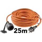 ChiliTec Gummi Schutzkontaktverlängerung, IP44, 25 m, orange