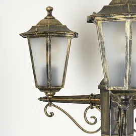hofstein Wegeleuchte Metall/Glas 3xE27 IP44 ohne Leuchtmittel braun/gold/schwarz