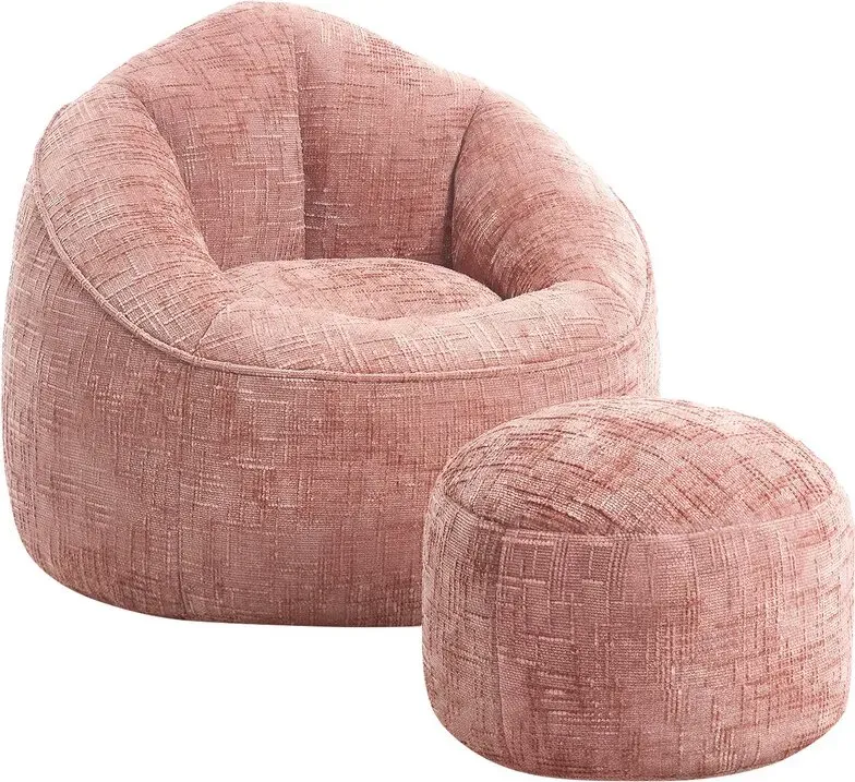 GTIMEX Sitzsack Lazy Sofa Gaming Sitzsack mit Hocker,Sitz Sack mit Granularer-MemorySchwamm Füllung,Lounge Sessel,Lounge Stuhl, Weich und Formstabil,Couch für Erwachsene und Kinder,für Schlafzimmer,Büro und Wohnzimmer,Rosa