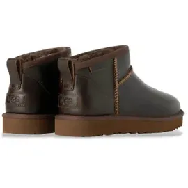 UGG Australia UGG für Damen. 1163490 Klassische Ultra Mini Lederstiefeletten braun (41), Wohnung, 1 bis 3 cm, Keine, Lässig